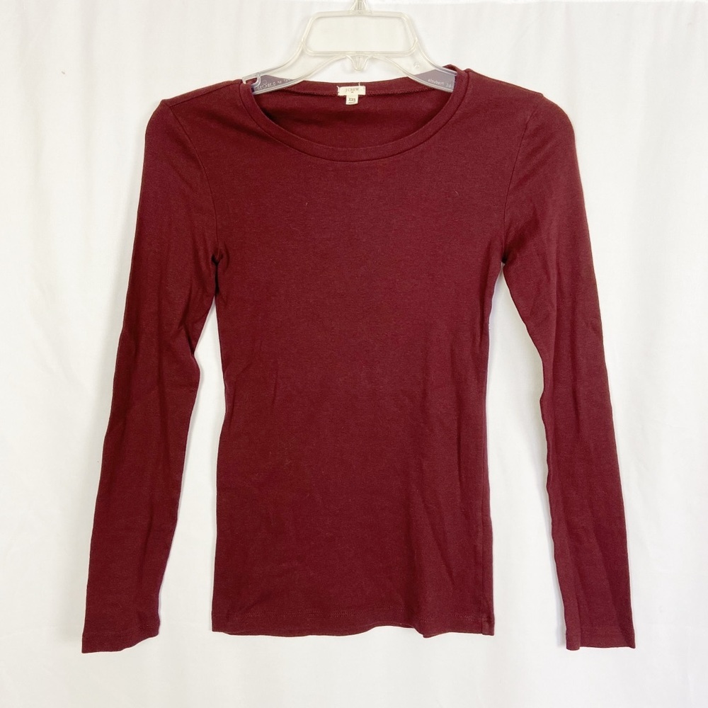 J Crew maroon crew neck long sleeve tee XXS
